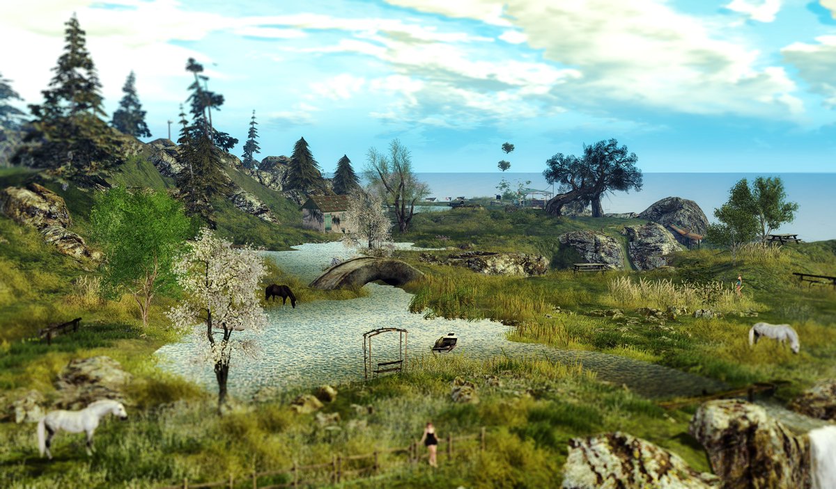 春の素敵な風景がOPENしたと通知が来ていたので行ってきました、癒しでした～めちゃのんびり出来る🌳🌸
Groupに入るとポーズボールがrez出来るようです。
📍Sojourn Spring 
maps.secondlife.com/secondlife/Soj…