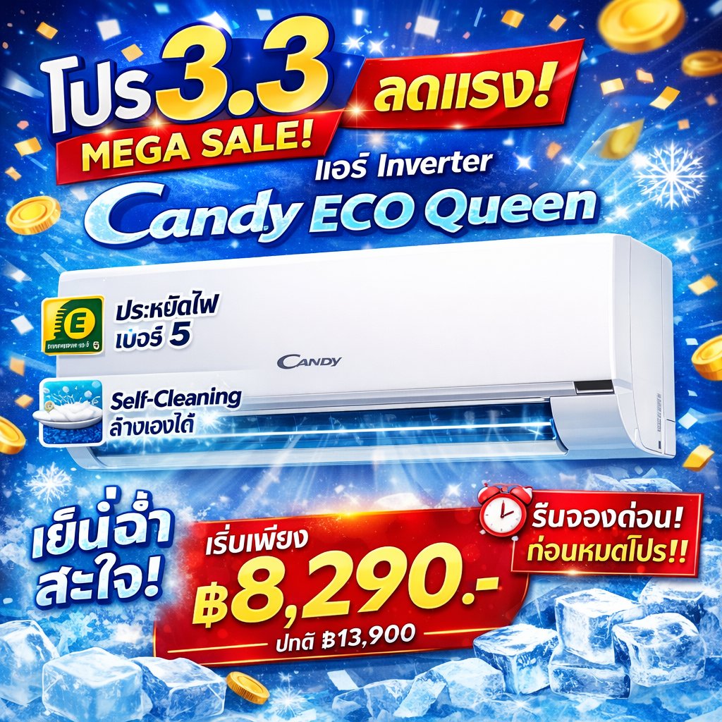 Taxsger's tweet photo. 🔥 โปร 3.3 มาแล้ววว! 🔥
แอร์อินเวอร์เตอร์ Candy ECO Queen ลดแรงมาก ❄️
⚡ ประหยัดไฟเบอร์ 5
🧼 Self-Cleaning ล้างคอยล์เองได้
💨 เย็นเร็ว ลมแรงทั่วห้อง
ใครกำลังจะติดแอร์ รีบเลย!
หมดโปร = ราคาดีไม่มีอีก 😭
https://t.co/24xwyy83DF
#แอร์ #แอร์ราคาถูก #ของมันต้องมี #กทม #อิหร่านอิสราเอล https://t.co/nnPTxqhest