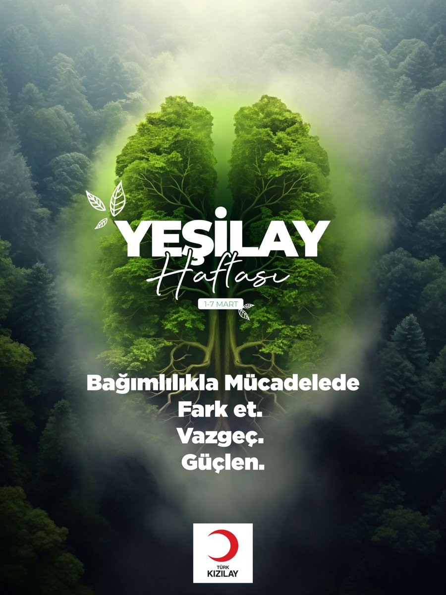 Bağımlılıklardan uzak, bilinçli ve güçlü bir toplum, yarınlara bırakabileceğimiz en büyük mirastır. 

Yeşilay Haftası’nda sağlıklı bir gelecek için el ele verelim. 🌿