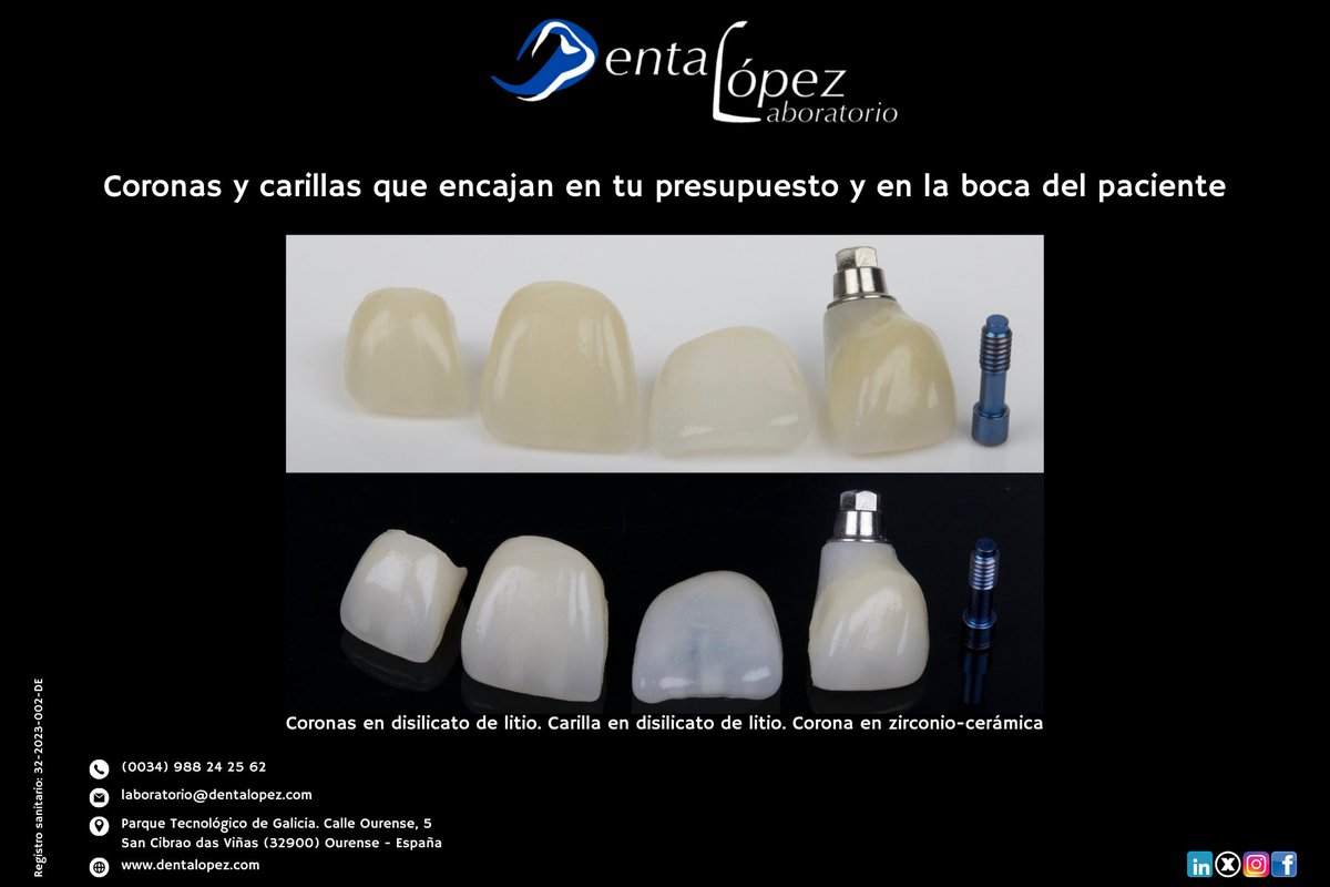 DentaLopez's tweet image. Sin complicaciones 🦷

Disilicato de litio y zirconio-cerámica: precisión en el ajuste y respeto al presupuesto. Ni trampa ni cartón, solo trabajo bien hecho para que tu clínica fluya. ✅

#Odontología #DentalTech #SmileDentalLópez #PrótesisDental #Zirconio