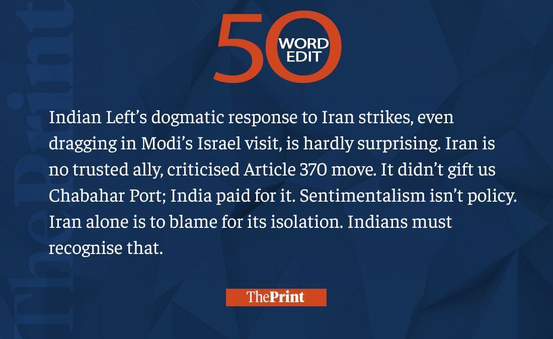 ThePrint #50WordEdit on Indian Left's response to Iran strikes

tinyurl.com/33rh9avv