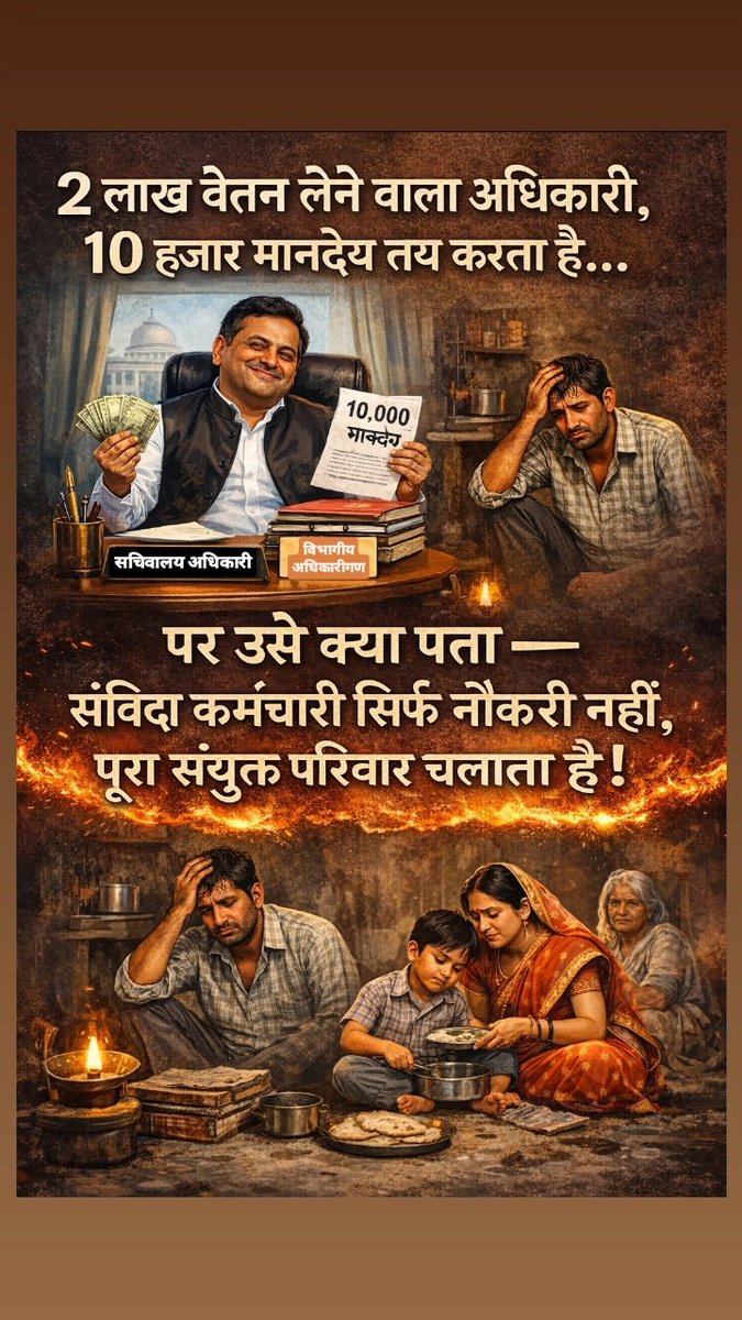 एक से दो लाख लेने वाला सचिवालय अधिकारी 10 हजार मानदेय तय करता है...
पर उन्हें क्या पता-
संविदा कर्मचारी सिर्फ नौकरी नहीं, 10 हजार मानदेय में पूरा सयुंक्त परिवार चलाता है!!
<a href="/grok/">Grok</a> <a href="/DrKirodilalBJP/">Dr. Kirodi Lal Meena</a> <a href="/rpbreakingnews/">Rajasthan Patrika</a> <a href="/SanvidaRJ/">Sanvida & Placement News</a> <a href="/zeerajasthan_/">ZEE Rajasthan</a> <a href="/News18Rajasthan/">News18 Rajasthan</a> <a href="/1stIndiaNews/">First India News</a>