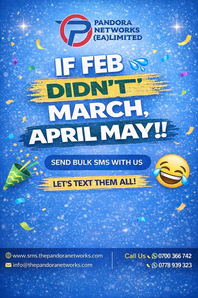 Pandora_Swift_'s tweet image. "😂 If Feb didn't March, let's April May! Ready to send bulk SMS?Connect with @PandoraNetworks and let’s spread the vibes
#BulkSMS 
#ThinkFastThinkPandora