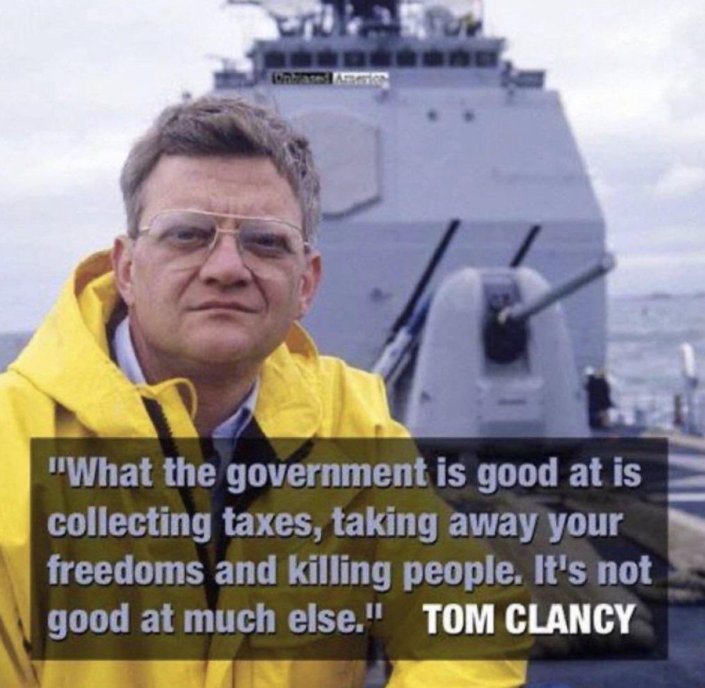 Good morning, Twitter people.
A reminder your government's job is to tax you, steal your freedoms, and kill you, and nothing much else.

Have a great day, and enjoy the latest war.