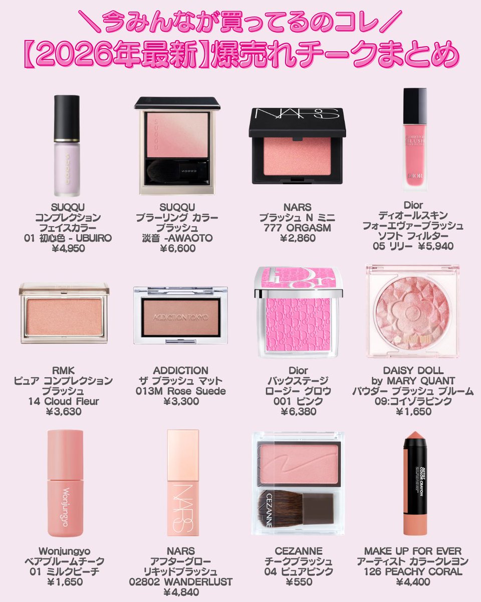 正直、今バズってるチークこれ見れば全部わかる。2026年は“透け感×血色