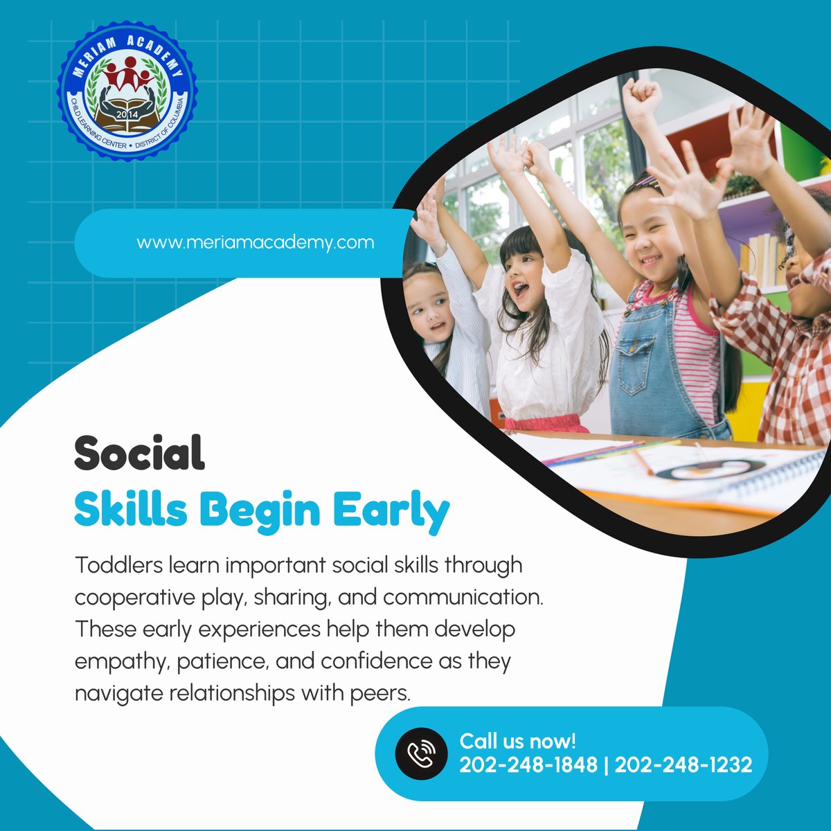 MeriamAcademy's tweet photo. Even the smallest playtime moments teach big lessons! 🤝💛 Through peer interaction, toddlers develop social and emotional skills that last a lifetime.
 
#WashingtonDC #ChildCare #ToddlerSocialSkills https://t.co/8cBieEuK9i