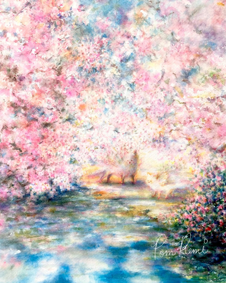 春のさわめき🪽 水彩画 今週もがんばります ※縦横45×34cmぐらいの絵