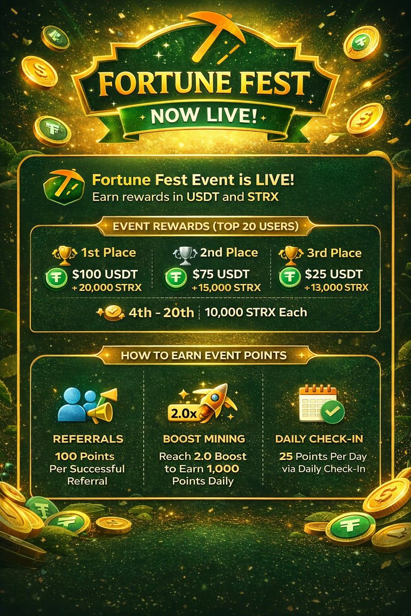 nehal6300's tweet image. 🏅Fortune Fest | StarX Network
⛏️Mining smart. Referring strong🦾. Winning big. 💰
Competing for USDT&amp;amp;STRX reward🏆
 join us Now play.google.com/store/apps/det…
Referral code: nehalraju
#Starxnetwork #starx #strx