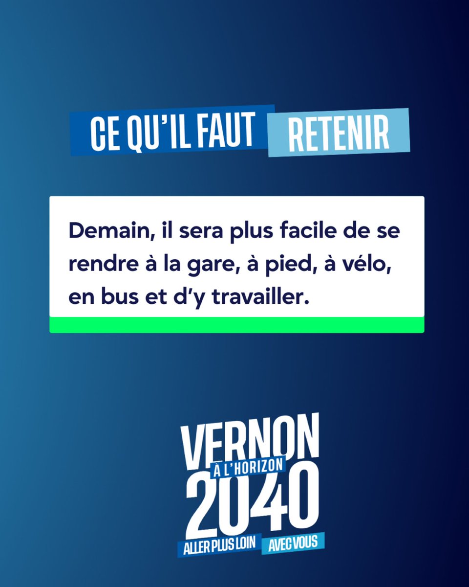 𝐕𝐄𝐑𝐍𝐎𝐍 𝐀̀ 𝐋’𝐇𝐎𝐑𝐈𝐙𝐎𝐍 𝟐𝟎𝟒𝟎 - [Nos propositions]

TRANSFORMER LE QUARTIER DE LA GARE
POUR FACILITER TOUS LES DÉPLACEMENTS 🚀

Située en centre-ville, la gare est une des portes d’entrée de Vernon. Elle doit devenir un pôle des mobilités, un moteur de développement