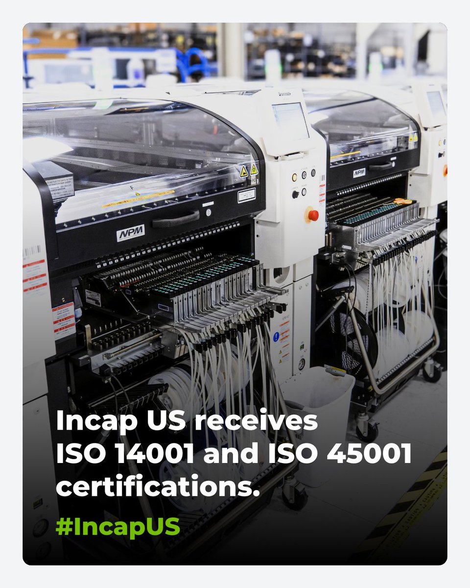 incap_group's tweet photo. ✅ #IncapUS has successfully obtained #ISO14001 and #ISO45001 certifications, confirming that the factory’s environmental and occupational health and safety management systems meet international standards.
The certifications reinforce structured risk management, regulatory compliance, and well-controlled production environments across its electronics manufacturing operations, while supporting Incap’s sustainability targets.
🗣️“For us, this means clearer processes, safer working conditions, and more structured environmental controls across our operations. It supports our employees in their daily work and gives customers added confidence that we manage our responsibilities in a consistent and transparent way,” said David Spehar, Managing Director of Incap Electronics US.
Read more 👉 https://t.co/OZJ2lLRVAl
#Incap #EMS #ElectronicsManufacturing