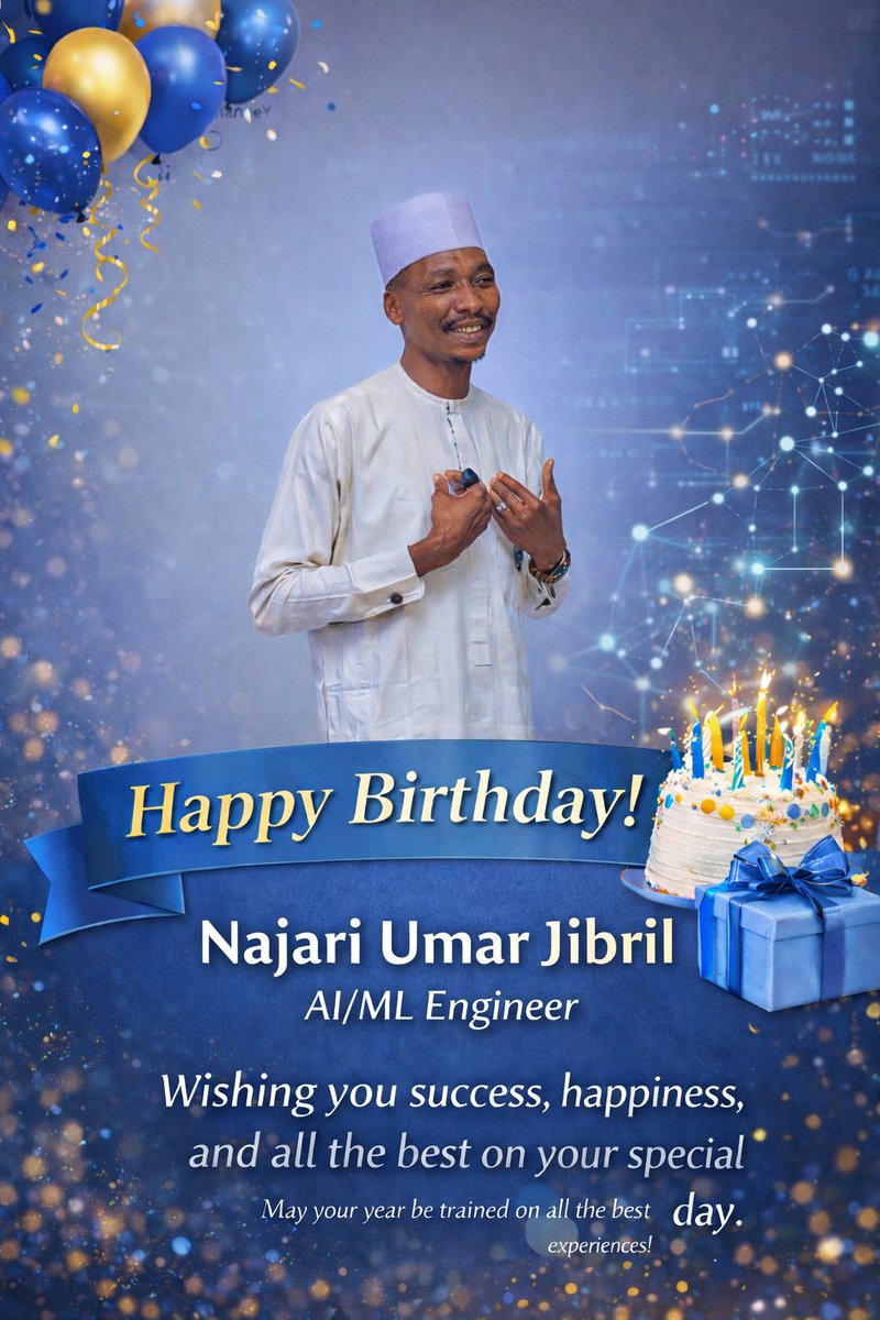 najjarumar1's tweet photo. Another year older.Happy Birthday to me.
Another year building, learning, and growing in Machine Learning.
Grateful for the journey.
Focused on bigger impact ahead. 🚀
#Birthday #Growth #MachineLearning https://t.co/6ydUaE73Vb
