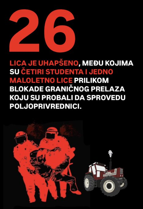 ZborJerkovic's tweet image. Poljoprivrednici se bore za svoja prava, za bolje uslove rada, za egzistenciju, za goli život.

Studenti se bore za pravdu, za uspostavljanje sistema, za državu u službi naroda, a ne mafije.

Za šta se boriš ti?

Pridruži se! Uključi se! Bori se!

#moraborba #Srbija #pravda