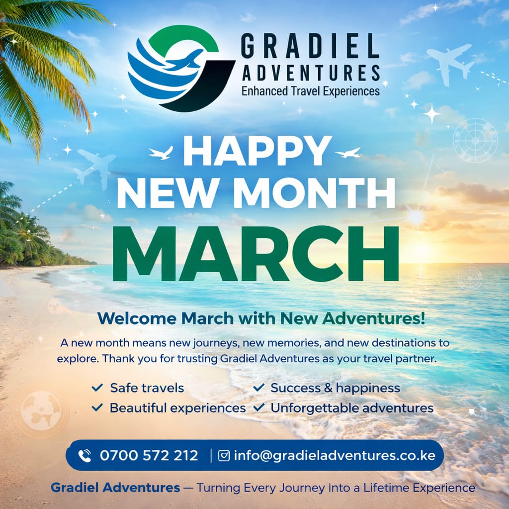 gradieltours's tweet photo. Happy New Month! 
📞 +254 700 572212 
https://t.co/76UhIxCbl5
 #HappyNewMonth #NewMonthNewGoals #FreshBeginnings #GradielAdventures #TravelMore #ExploreMore #BlessedMonth https://t.co/1AyNqwO9Pw