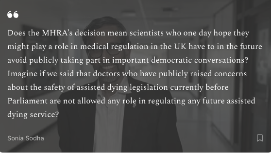 soniasodha's tweet photo. The @MHRAgovuk forced their chief scientist to step back from the puberty blocker trial because he'd expressed the view men shouldn't be able to self-identify into female sport. If you missed it yesterday, you can read why this is so troubling here 👇
https://t.co/OfV2lVfYyt https://t.co/hYifNyK7vP