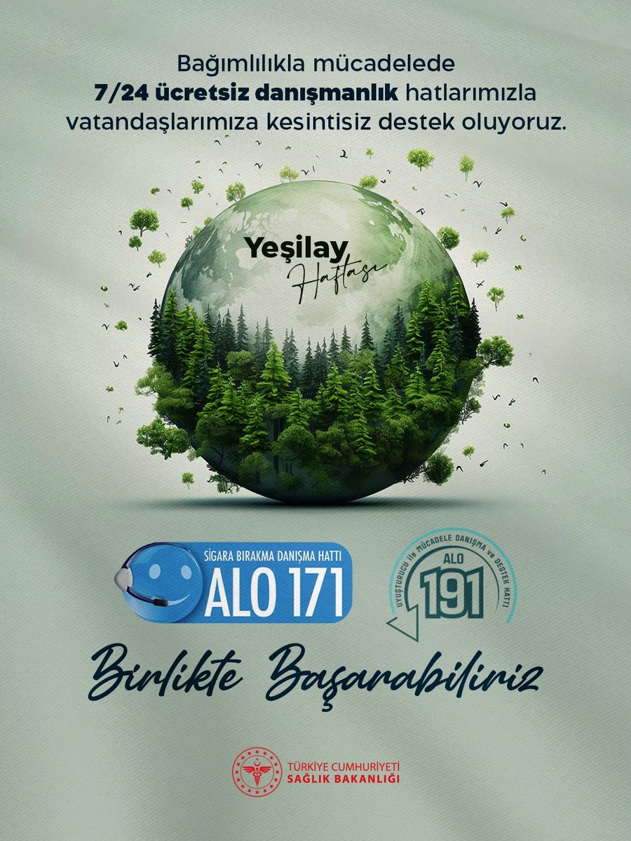 Bağımlılıkla mücadelede 7/24 ücretsiz danışmanlık hatlarımızla vatandaşlarımıza kesintisiz destek oluyoruz.

#YeşilayHaftası