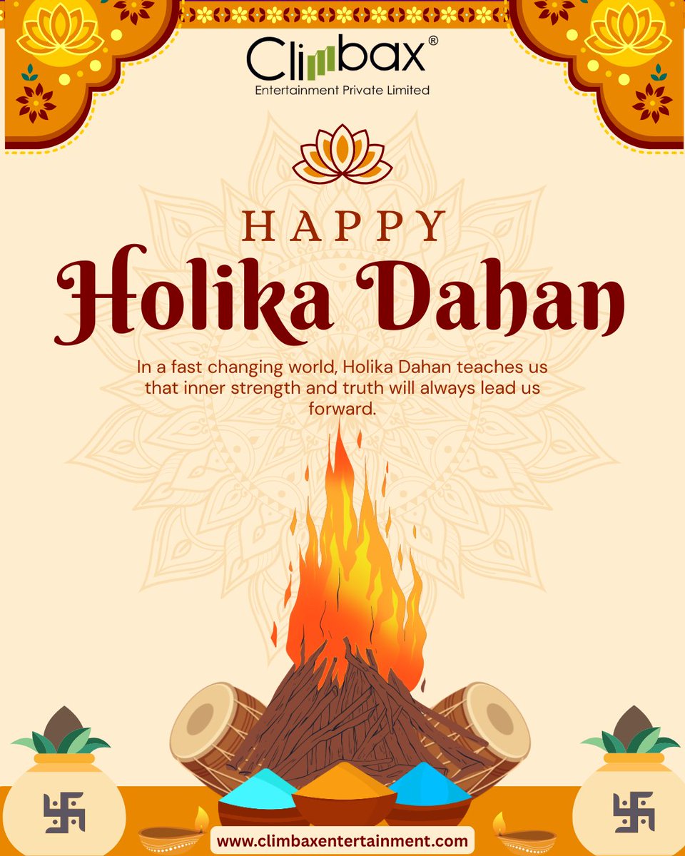 ClimbaxEnt's tweet photo. Happy Holika Dahan! 🔥
May the fire of Holika Dahan burn away all negativity and fill your life with positivity, happiness, and success 🌈.

#holikadahan2026 #festivalofcolors #holicelebration #indianfestival #goodoverevil #climbax https://t.co/7NdrFYhWdG