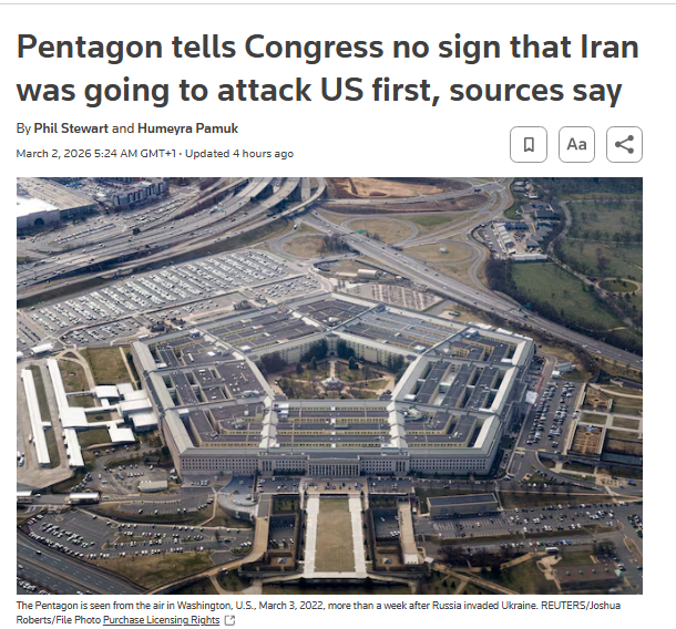 Glenn_Diesen's tweet photo. The Pentagon is throwing Trump under the bus as the regime-change war is failing https://t.co/qBvbCxDg8U