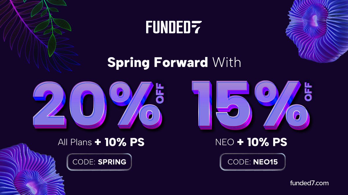 🌸 Spring Forward with Funded7 🌸

A new season. A fresh opportunity.

🔹 20% OFF All Plans + 10% PS
🔹 15% OFF NEO + 10% PS

It’s time to upgrade your trading and step into March with momentum.

Don’t just trade — trade smarter this season.
my.funded7.com/en/challenges

#Funded7