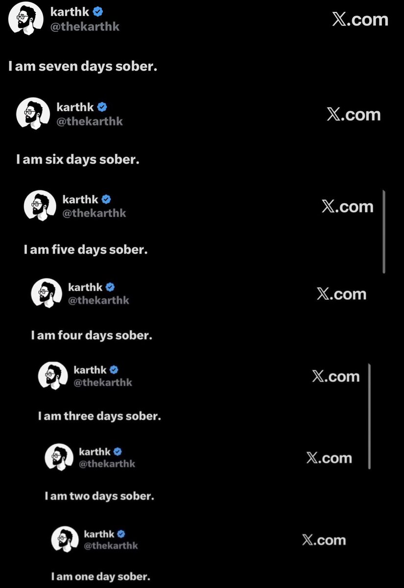 I am eight days sober.