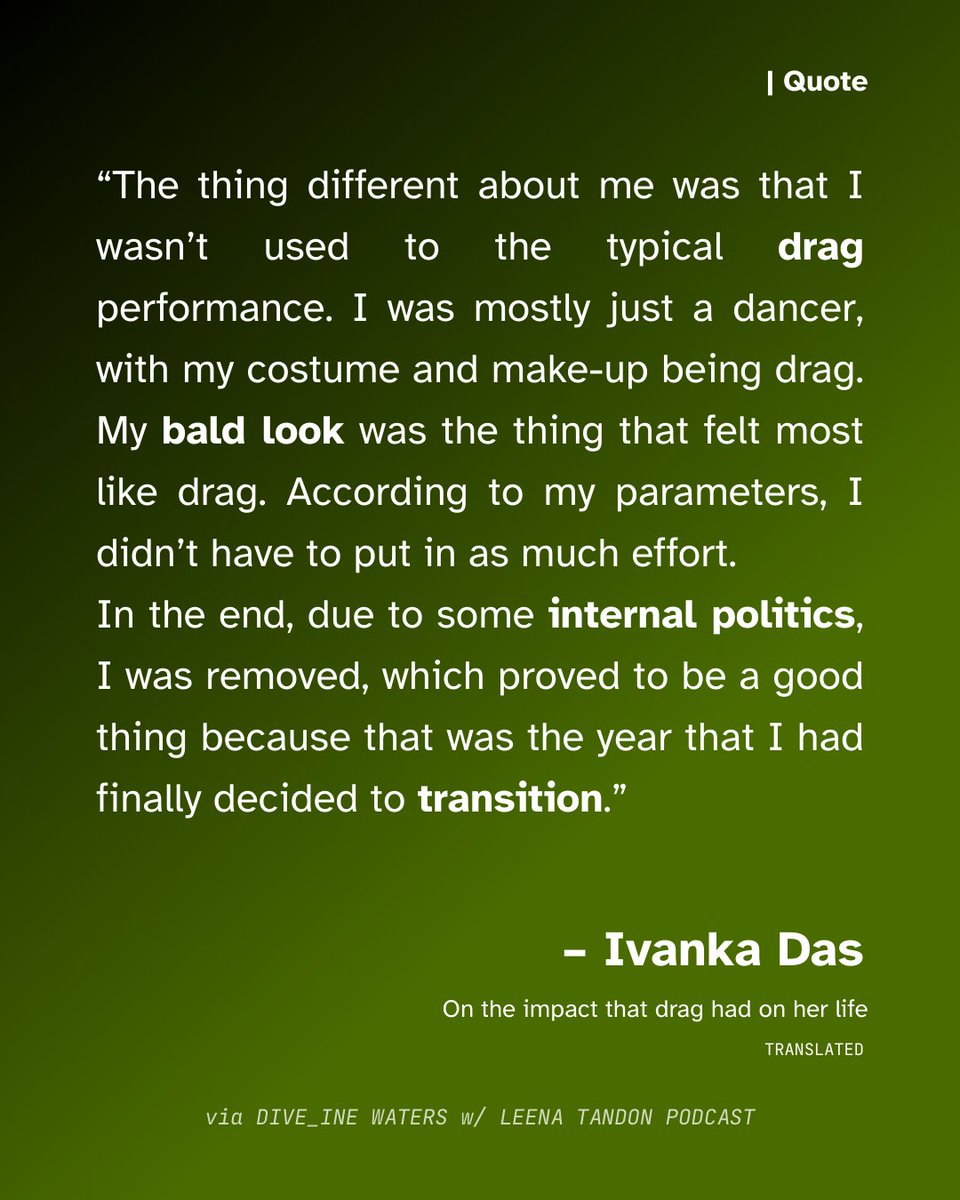 Dive_ine_Waters's tweet photo. From drag dancer to transgender actress, @DasIvanka  didn't just find herself, she created space for an entire community.

On drag as art, her bald look, and the transition that changed everything.

Coming soon. https://t.co/k1Rc2SKjgI