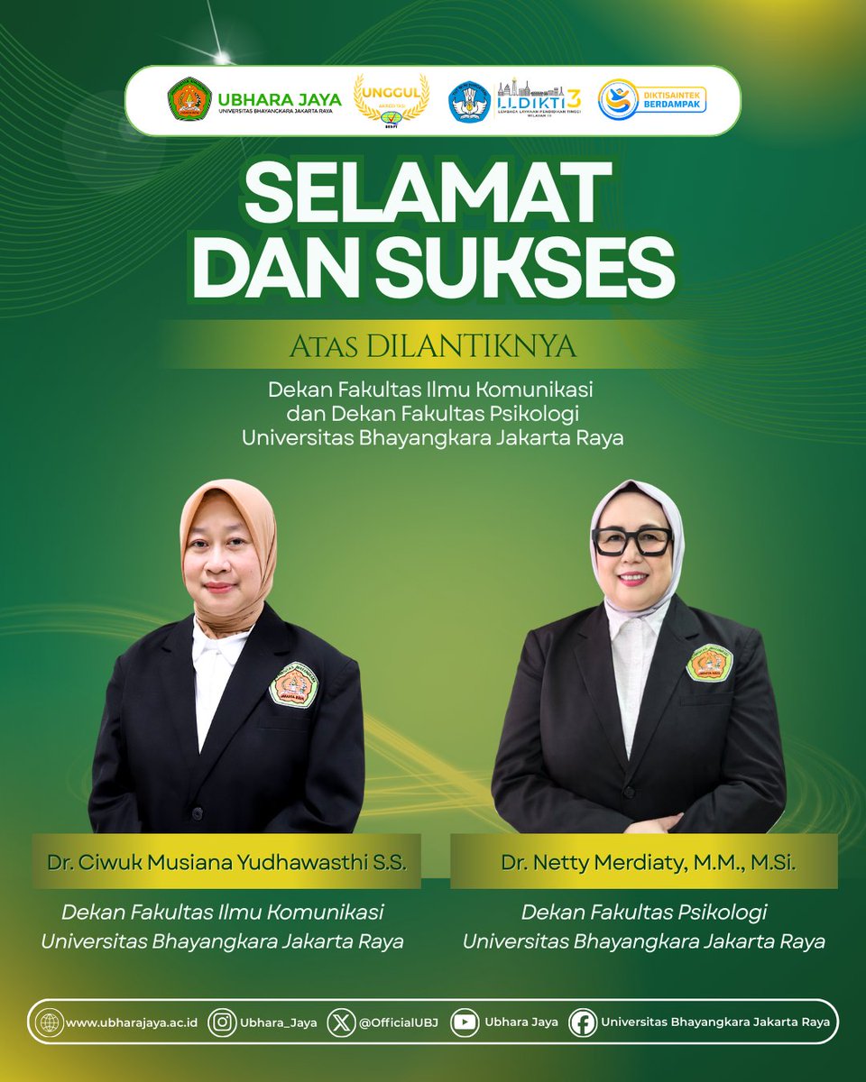 OfficialUbj's tweet photo. Selamat dan Sukses atas Pelantikan Dekan Baru 🎓✨

Semoga amanah yang diberikan dapat dijalankan dengan penuh integritas, dedikasi, dan semangat inovasi dalam memperkuat tata kelola akademik serta meningkatkan mutu pendidikan menuju akreditasi Unggul.

#UbharaUnggul https://t.co/jNauKtjH7D