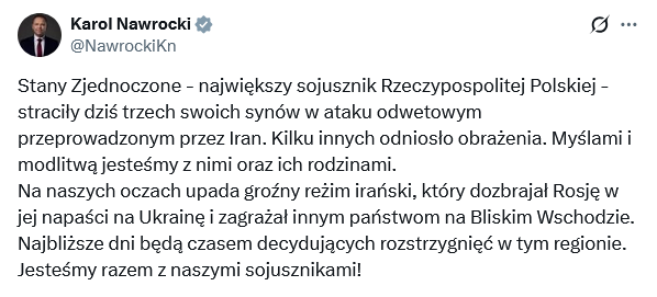 P. Nawrocki nie poświecił tylu ciepłych słów 44 polskim żołnierzom, którzy polegli w Afganistanie i którym Donald Trump zarzucał tchórzostwo. 

Nawrocki uznał wtedy, że Trump nie powiedział nic złego i o sprawie zapomniał.

A teraz oddaje sążniste hołdy amerykańskim poległym

Jak