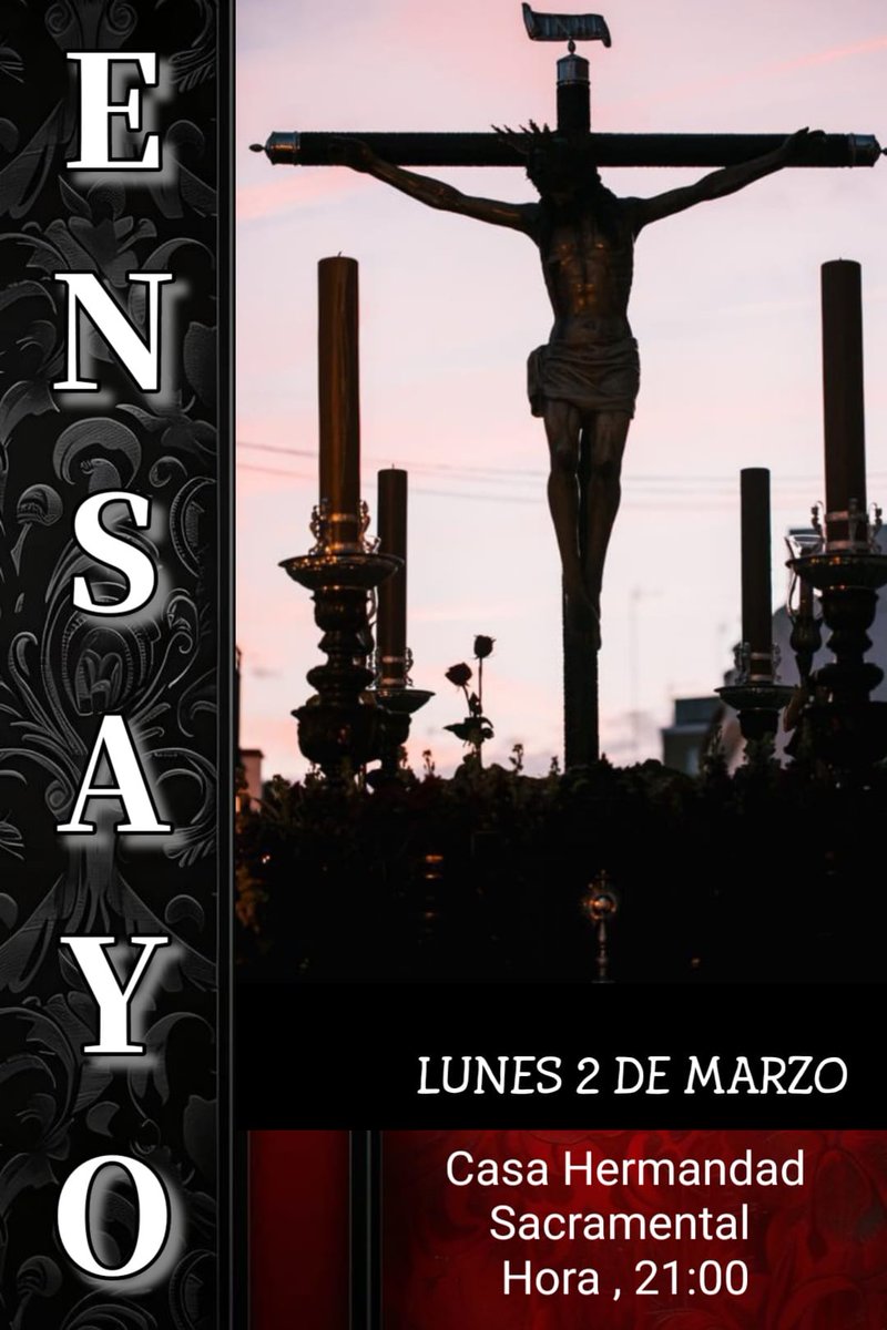 Hoy lunes 2 de Marzo a las 21 horas tendrá lugar el primer ensayo de la cuadrilla del Stmo. Cristo de la Vera Cruz en la casa de la <a href="/HdadSacramental/">Hdad Sacramental (Gines)</a>