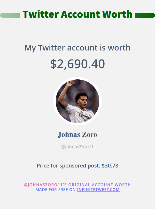 My Twitter worth is: $2,690.40

➡️ infinitetweet.me/account-worth