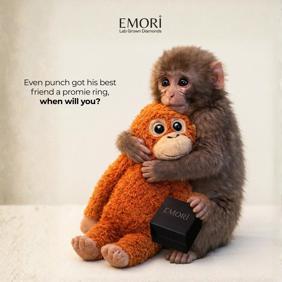 EmoriDiamond's tweet image. When the world abandoned him, Punch found his best friend. 🧡
Even he knows that promises matter, especially to the one who never leaves.

Celebrate your special bond with lab grown diamond promise rings from #EMORI. ✨

#Punch #PunchMonkey #PunchTheMonkey