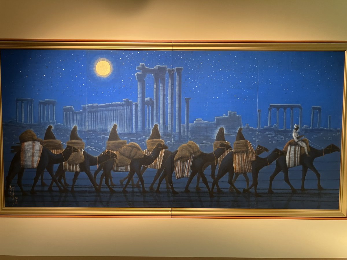 平山郁夫展から 『パルミラ遺跡を行く•夜』 パルミラはシリア砂漠に