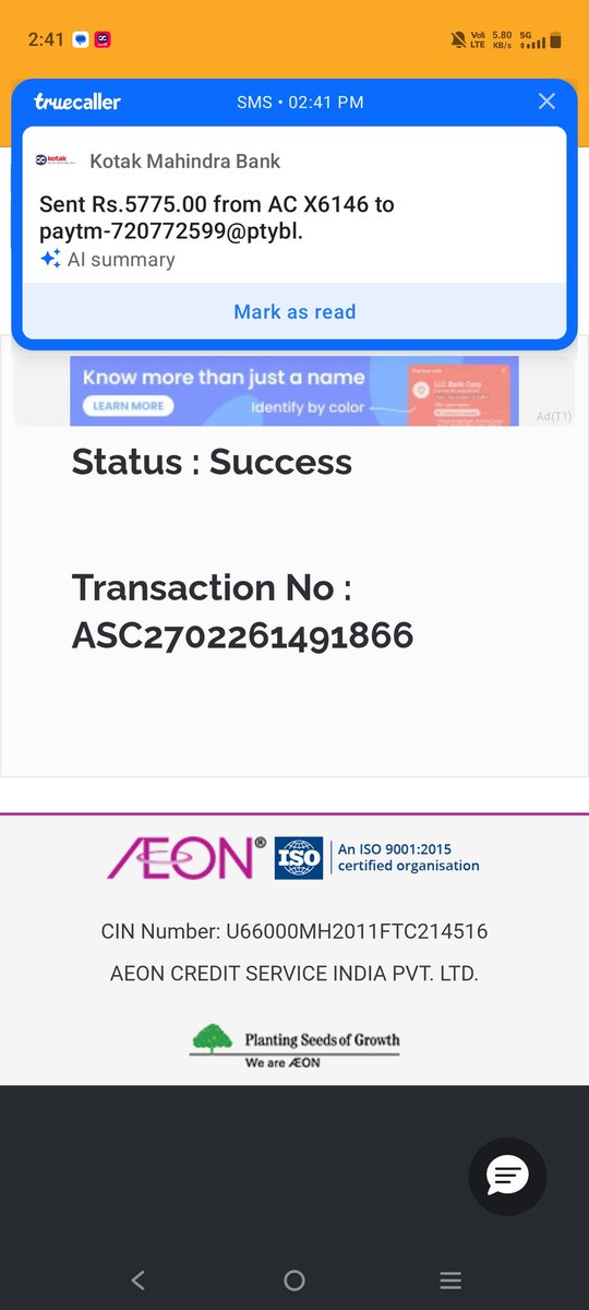 NitinPadwal03's tweet photo. @Aeon Credit Services India Private Limited @Kotak Bank Limited
EMI ₹5,775 paid before due date, yet NACH marked failed &amp; bounce charges warned.
Reverse immediately or I will file complaints with SEBI, RBI Ombudsman &amp; Consumer Forum.
#ConsumerRights #EMIComplaint #NACHFailure https://t.co/aYZzsSBgcB