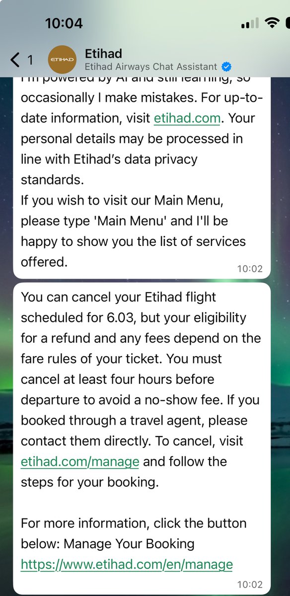 MeaningChaos's tweet photo. @etihad @EtihadHelp I want to cancel my ticket for 6.03 but I still need to pay a fee? I need to search alternatives soon ‘cause you can’t be sure that we will fly Friday https://t.co/qZnOOO1OnL