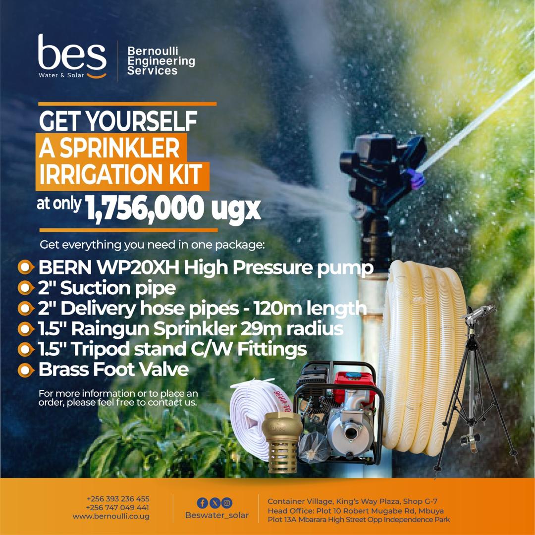BESWater_Solar's tweet photo. BES IRRIGATION PACKAGES!!!!!Sprinkler Irrigation Package
Upto 50% of irrigation water is wasted due to poor system design and leakage. Invest in a system that works for your land. https://t.co/XTbYsyhsoG