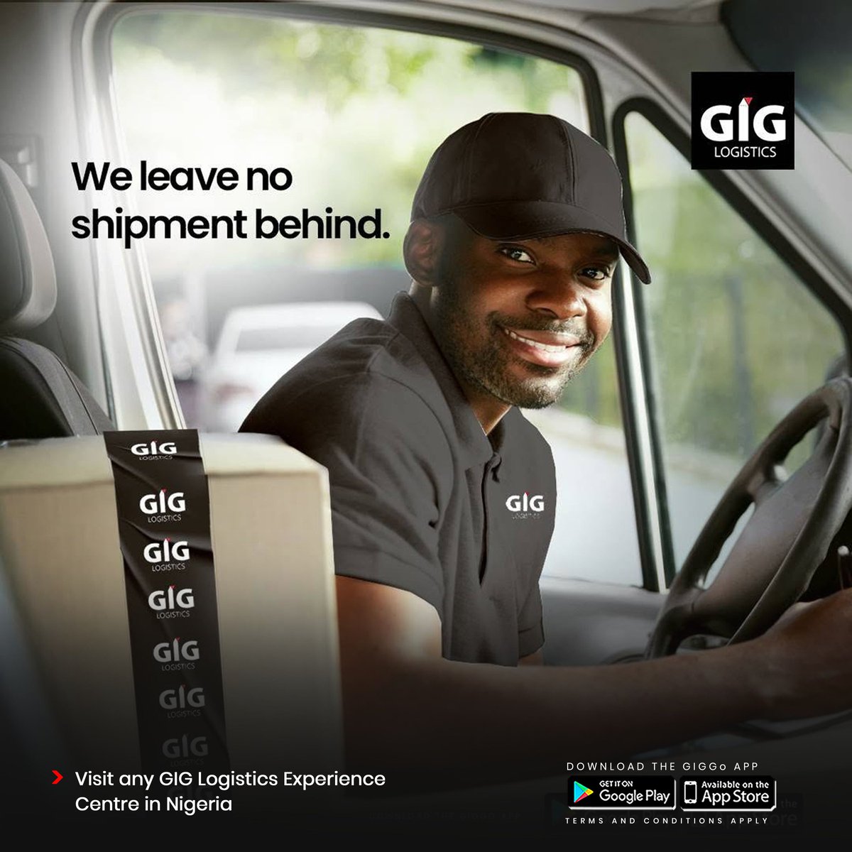 GiGLogistics's tweet image. Your packages are safe with us and delivered with care. 

From pickup to destination, GIG Logistics leaves no shipment behind. 

Visit any GIGL Experience Centre in Nigeria or download the GIGGo App today.

 #GIGLogistics #WeDeliver #GIGGoApp
