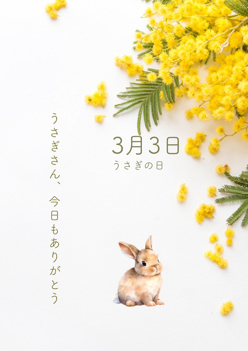 3月3日は「うさぎの日」 
たくさんの「ありがとう」を伝える日💖
何気ない日常を、幸せにしてくれるうさぎさん🐰
今日もありがとう✨