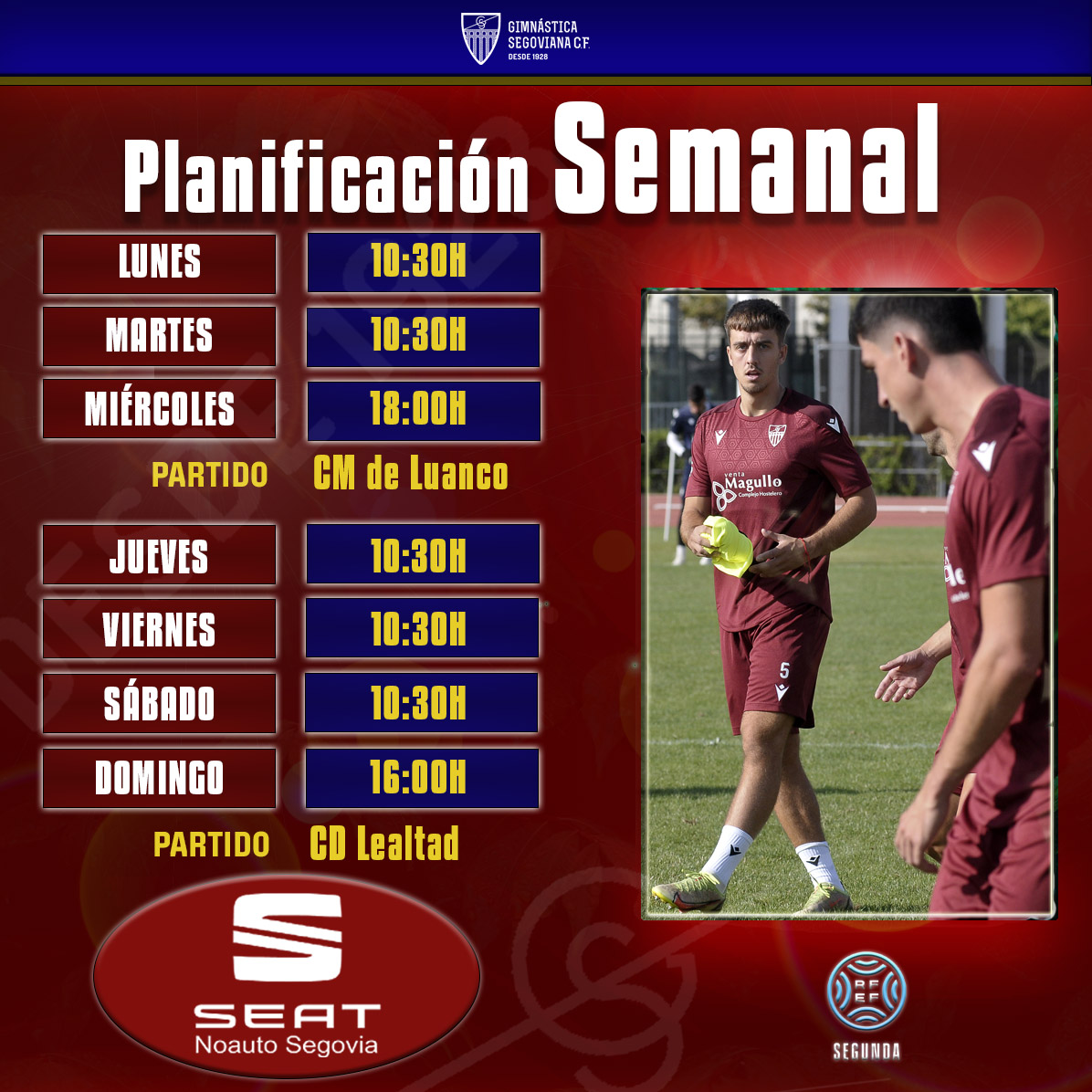 🏋‍♂️ Comenzamos una semana muy cargada con dos partidos difíciles para los nuestros.
¡Vamos!
#AúpaSego🔴🔵