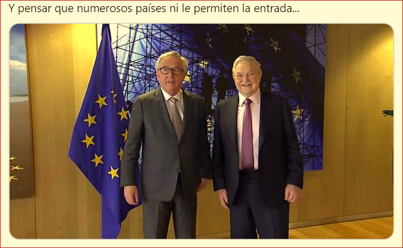 SIEMPRE CON LO PEOR DE LA TIERRA.
Con mucha certeza hay que dirigir las miradas hacia el especulador magnate internacional George Soros, ese para el que se presume que trabaja desde siempre <a href="/sanchezcastejon/">Pedro Sánchez</a> y por el que lleva haciendo las mayores barbaridades políticas y sociales