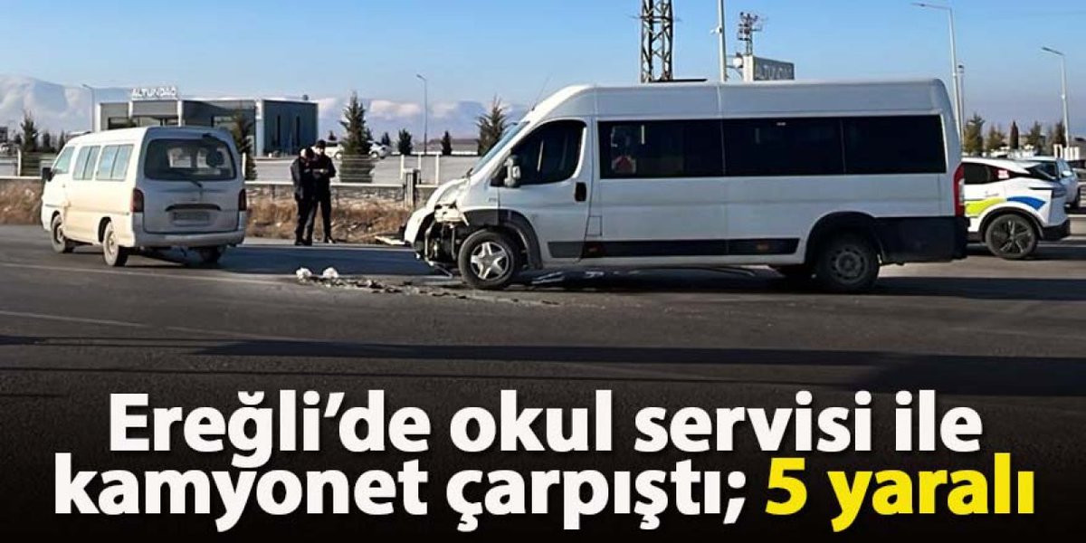 Ereğli’de okul servisi ile kamyonet çarpıştı; 5 yaralı ereglimetro.com.tr/ereglide-okul-…