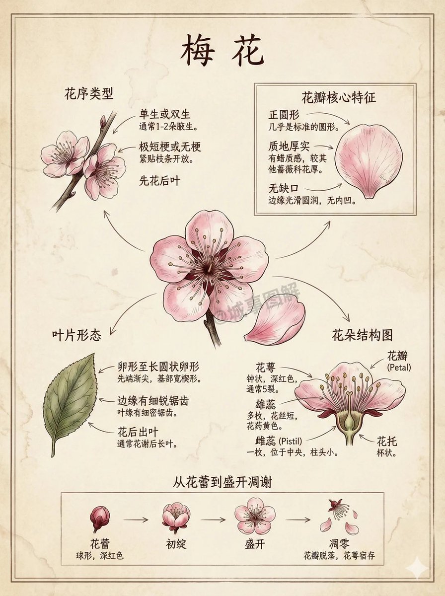 Xixi_1108's tweet photo. 教你识花——梅花 https://t.co/CgTZrsA51D