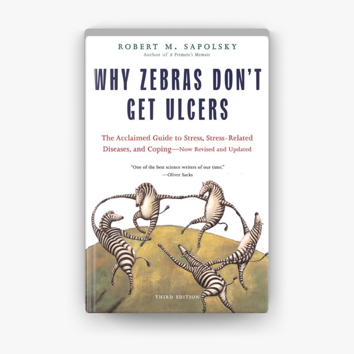 แนะนำหนังสือสำหรับคนเครียด / Stress Management

Why Zebras Don’t Get Ulcers (ทำไมม้าลายถึงไม่เป็นโรคกระเพาะ)
​โดย Robert M. Sapolsky

ม้าลายที่กำลังวิ่งหนีสิงโตจะเกิดความเครียด  ระบบทุกอย่างในร่างกายเตรียมพร้อมสูงสุด 
แต่ 20 นาทีหลังจากนั้น ถ้ามันรอดชีวิต มันจะกลับมาเล็มหญ้าต่อ