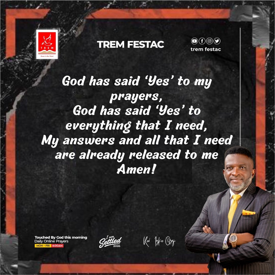 tremfestacypc's tweet photo. It is your set time,it is your set season,it is your set opportunities, suddenly the rewards will outshine the challenges & sorrows you have passed through in Jesus name.
Rev. Iyke Osuji
#TREM #TREMFESTAC #TouchedByGodThisMorning #Prayer #iAmSettled #March #Evangelism #Ecclesia https://t.co/UE9TbLaO7U