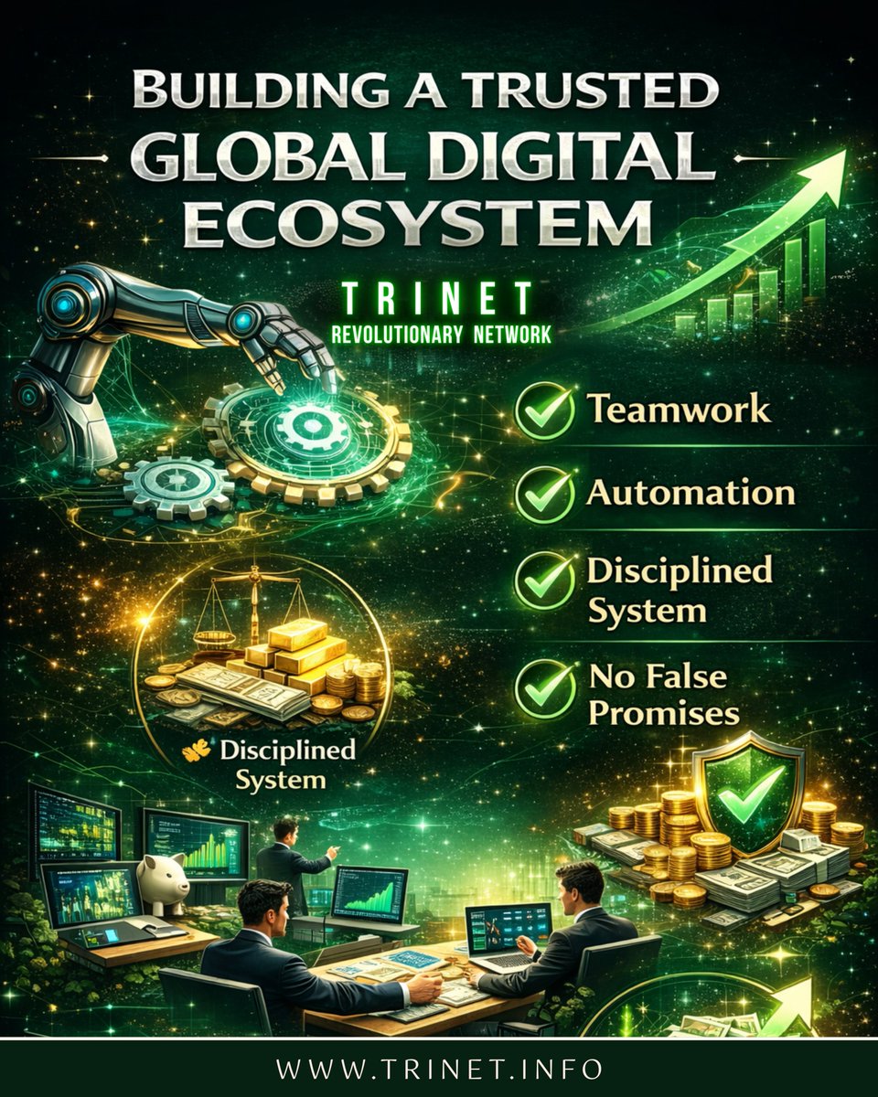 Trinet_'s tweet image. Empowering a global community through structure, transparency, and smart digital earning.
#Trinet #DigitalEcosystem #GlobalCommunity #SmartEarning #Automation #Teamwork #TransparentSystem #OnlineGrowth #SustainableIncome #FutureFocused