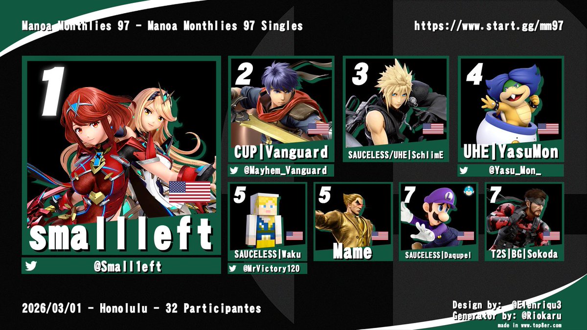 OF_DarkMusician's tweet photo. Manoa Monthlies 97 Top 8 https://t.co/WgXpFhRMUd
