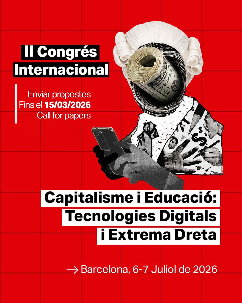 CongresoCap_Edu's tweet photo. Atenent les peticions rebudes, ampliem el termini de recepció de propostes fins al 15 de març de 2026 per al Congrés #CapitalismeiEducació. Seguim. Gràcies! https://t.co/ioclkeyqCC