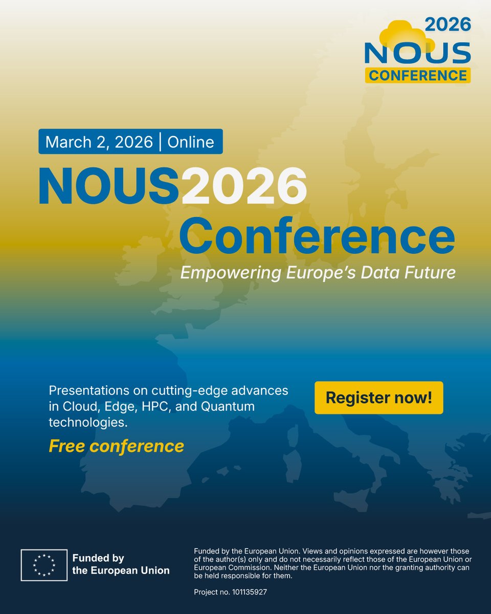 TheAirInstitute's tweet photo. ๐ข Today is the @nous_project online conference ๐
๐ 12:00 โ 12:30: Opening
๐ง 12:30 โ 14:00: #EdgeIntelligence & #DistributedSystems
๐ 14:00 โ 16:00: #Federated & Edge #AI
๐ 16:00 โ 18:00: #DataSpaces & #Governance
๐๏ธ Free registration all day โก๏ธ https://t.co/YvhM3jFwap https://t.co/yu9cfAhyXh