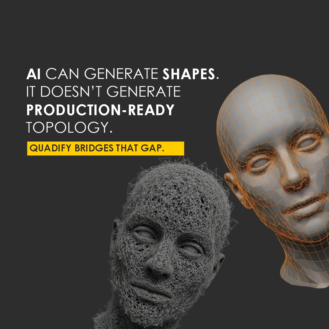 ai_solutions25's tweet photo. AI can generate shapes.
It doesn’t generate production-ready topology.
Quadify bridges that gap.

#b3d #blender #superhive #quadify #3DPrinting  #3Danimation #3DArt https://t.co/XXr8I9Rk1z
