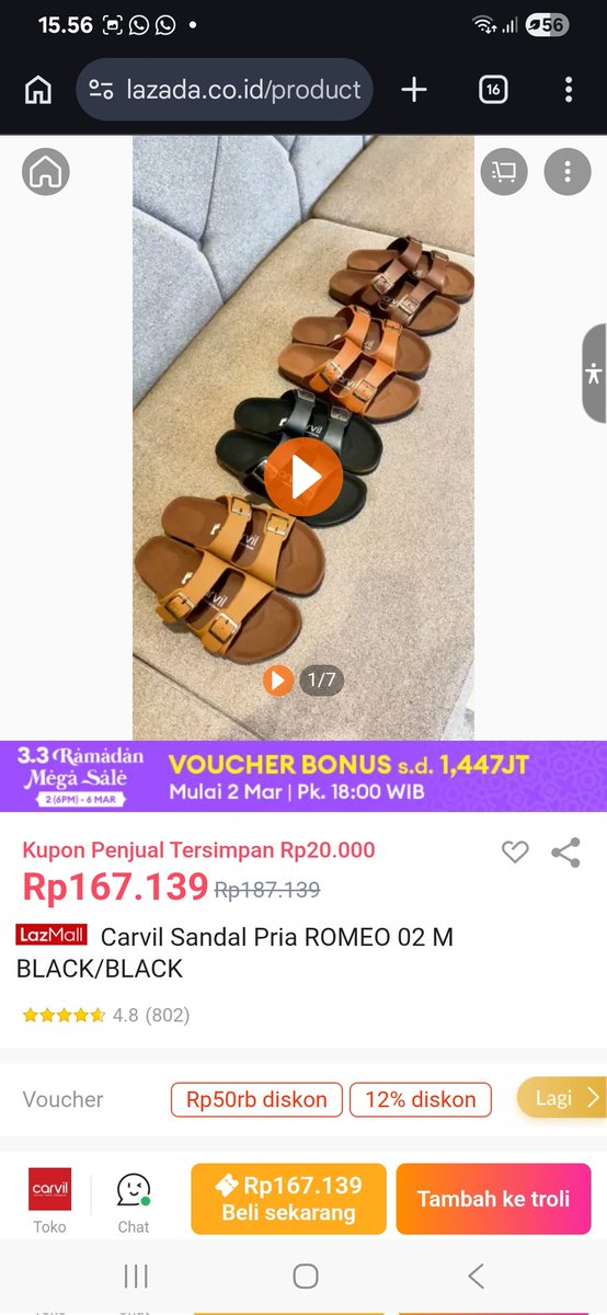 sendal baru gk harus nunggu lebaran, Sendal Baru Buat Tarawih juga bisa kok. nih di lazada 3.3 ramadan mega sale ada diskon s.d 80% setiap hari . lazada.co.id/products/-i697…