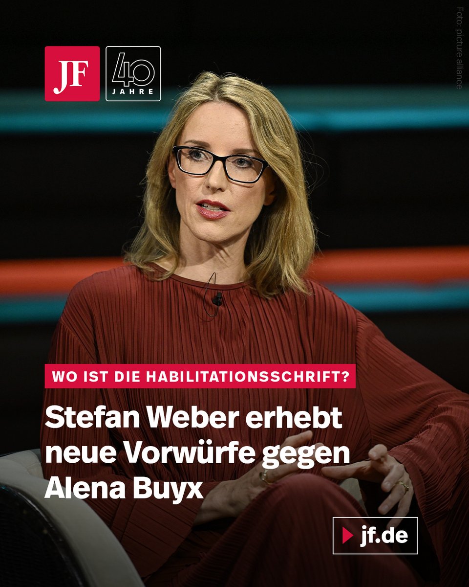 Plagiatsexperte Stefan Weber weitet seine Vorwürfe gegen die frühere Ethikrat-Chefin und Corona-Hardlinerin Alena Buyx aus. Nun rückt auch ihre Habilitationsschrift in den Fokus. Diese ist nicht auffindbar. Mehr dazu: jungefreiheit.de/politik/deutsc…
