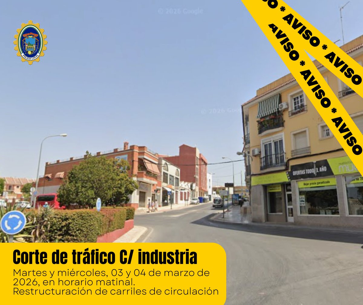 🚓Aviso de tráfico

📅Martes y miércoles: reestructuración de carriles en C/Industria (tramo Francisco Vila–Navas López)
🚧Acceso desde Cuesta del Molino cortado toda la mañana
⛔C/Padre Celestino con cortes intermitentes
🙏Disculpen las molestias
#Policía #PuenteGenil