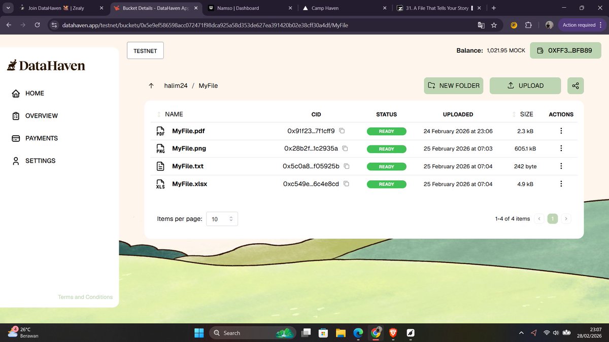 Just uploaded my “MyFile” to the DataHaven testnet.
Decentralized storage like this is important for data ownership, privacy, and censorship resistance.
Excited to explore the future of secure data infrastructure!
<a href="/DataHaven_xyz/">DataHaven 🫎</a> #DataHaven #Web3
